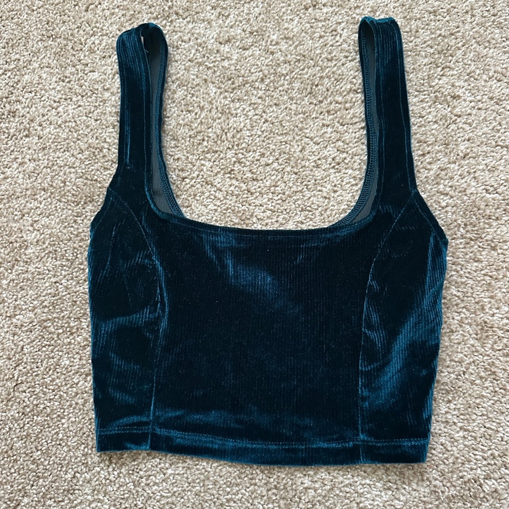 Urban Outfitters Velvet Crop Top - Deep Blue